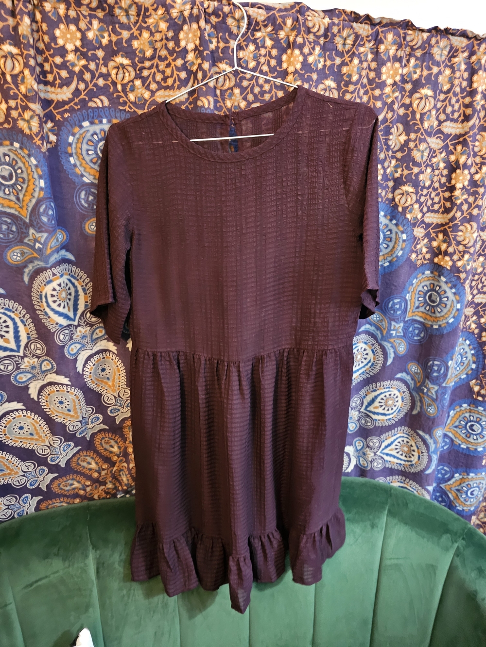 Disturbia plum purple short-sleeve textured smock dress